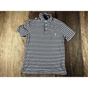 Polo Ralph Lauren Navy Blue Striped Classic Fit Polo Shirt Medium